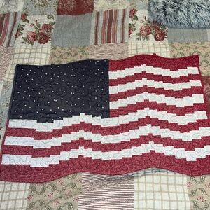 Handmade American USA Flag quilt primitive folk art